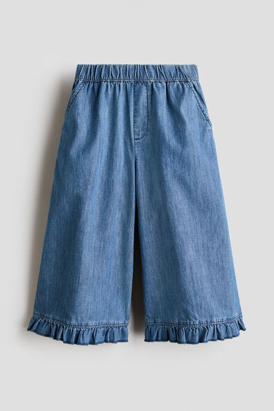 Frill-detail denim trousers