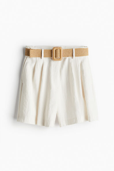 Belted twill shorts