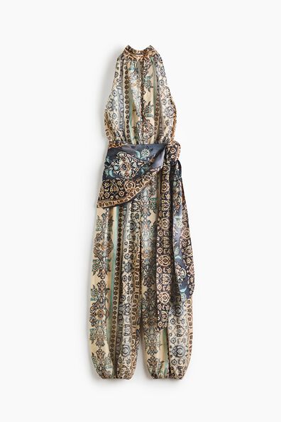 Tie-detail halterneck jumpsuit