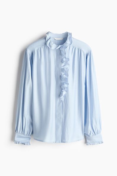 Ruffled button-front blouse
