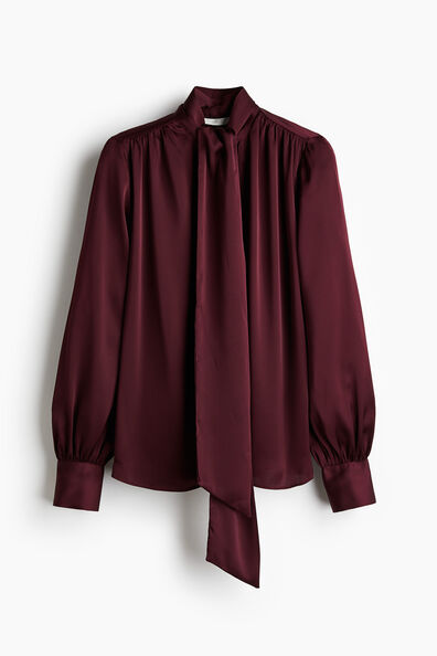 Tie-neck chiffon blouse