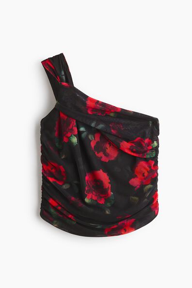 Link-detail one-shoulder top