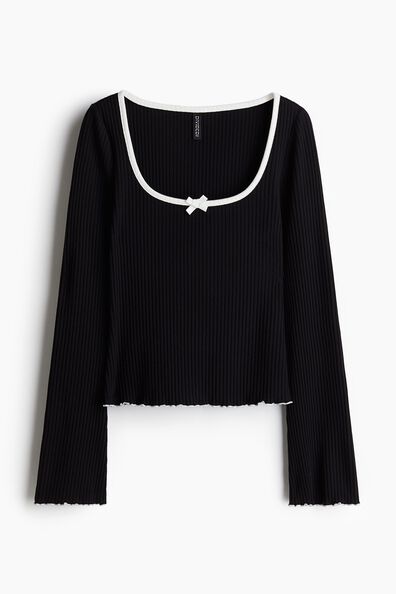 Overlock-detail ribbed top