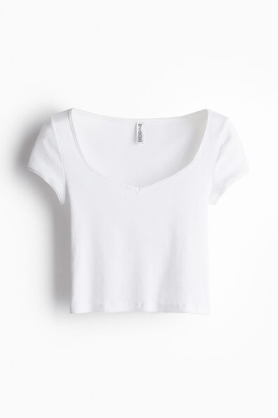 Ribbed sweetheart-neck T-shirt