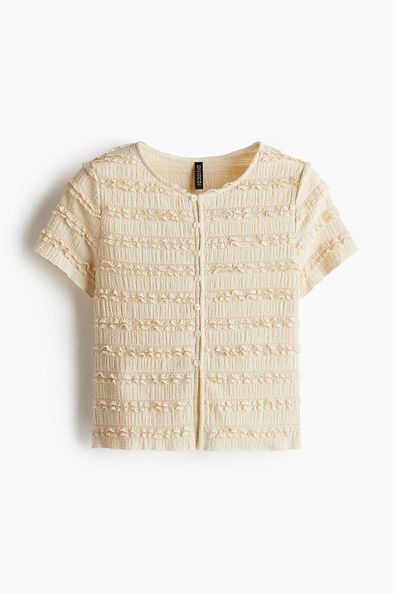 Frill-trimmed button-front top