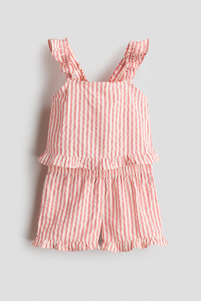 2-piece frill-trimmed cotton set