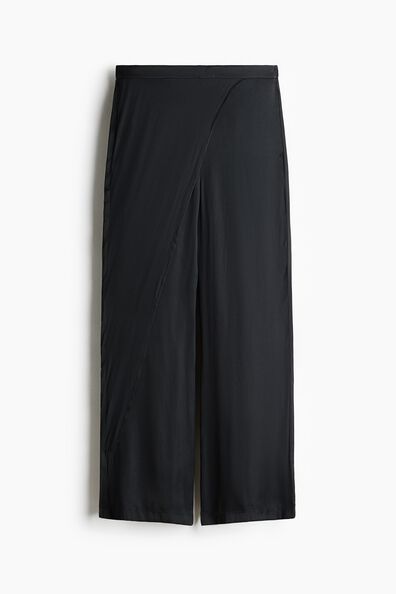 Wrap-detail satin trousers
