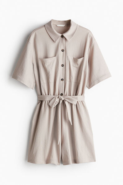 Textured jersey playsuit