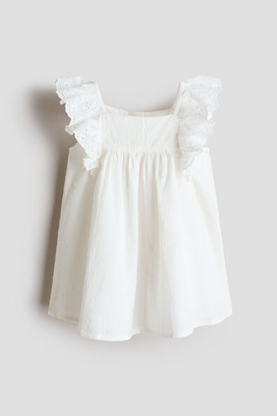 Frill-trimmed cotton dress
