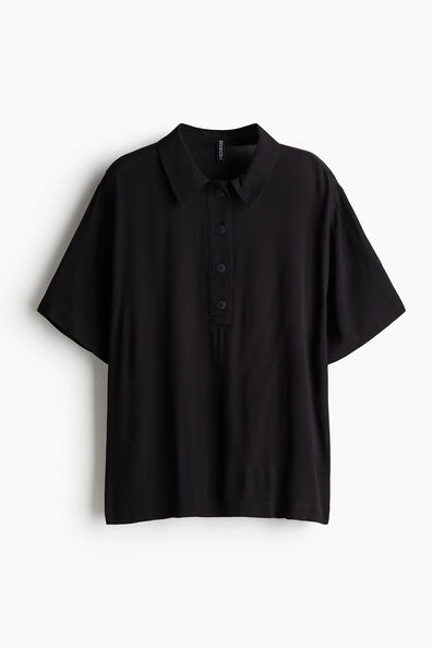 Sheer crêpe polo shirt