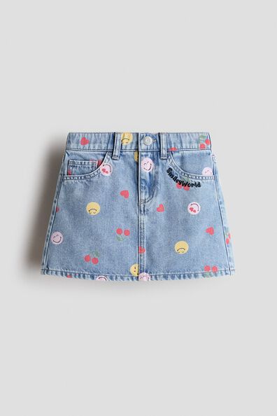 Printed denim skirt