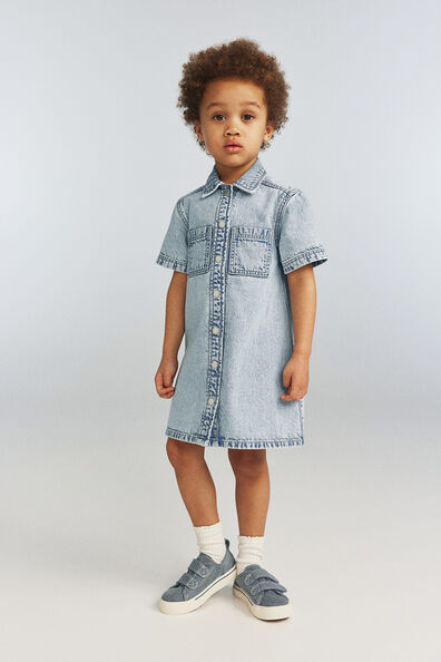 A-line denim shirt dress