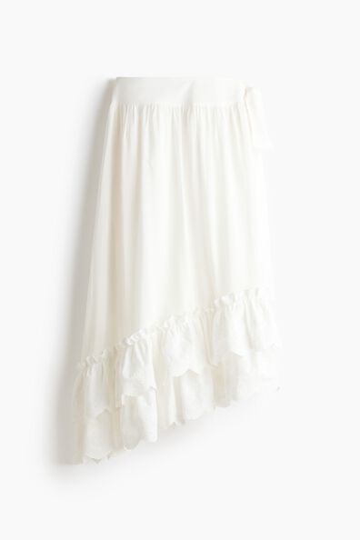Embroidered frill-trimmed skirt