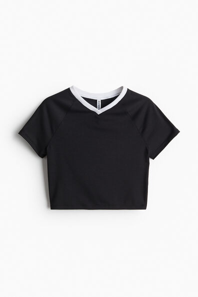 Cropped V-neck T-shirt