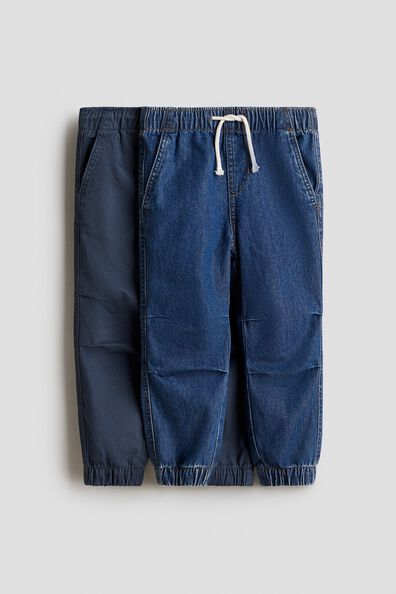 2-pack cotton denim and twill joggers