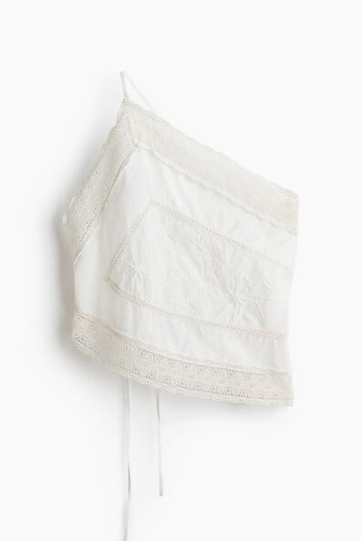 Lace-trimmed one-shoulder top