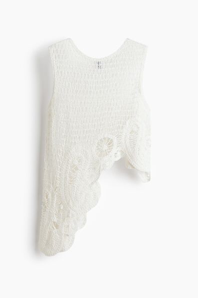 Asymmetric crochet-look top