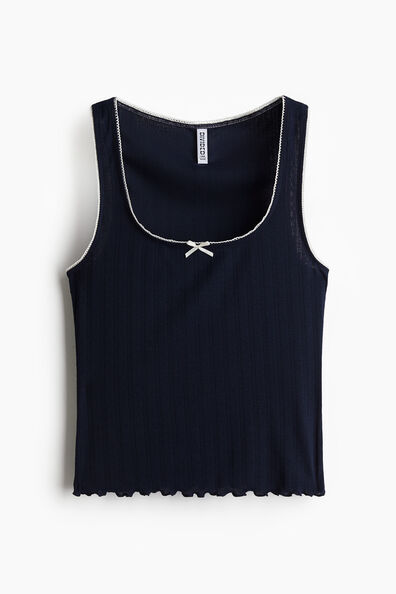 Pointelle jersey vest top