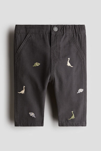 Embroidery-detail cotton trousers