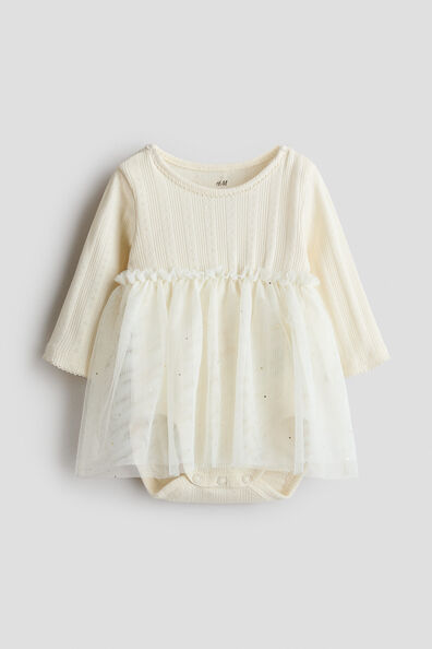 Tulle-skirt bodysuit dress