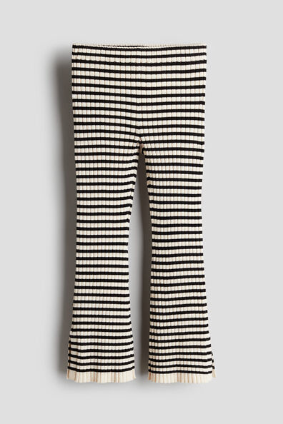 Flared rib-knit trousers