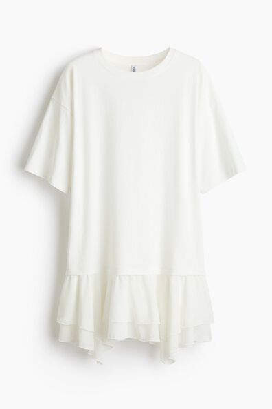Oversized dual-fabric top
