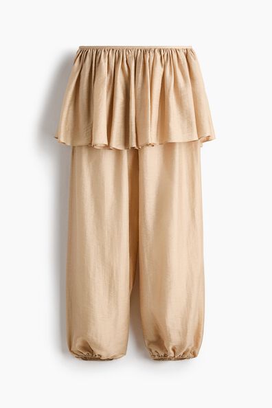 Skirt-layered balloon trousers