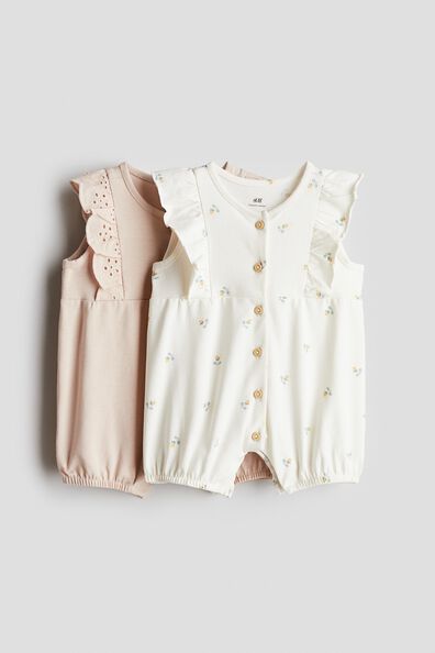 2-pack frill-trimmed romper suits