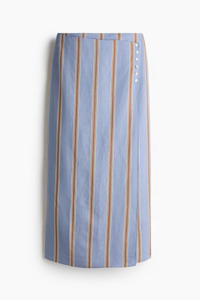 Linen-blend wrap skirt