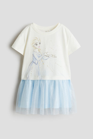 Printed tulle-skirt dress