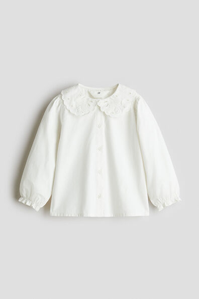 Embroidered Peter Pan-collared blouse