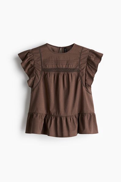 Lace-inset peplum blouse