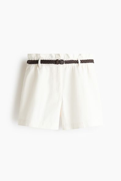 Belted twill shorts