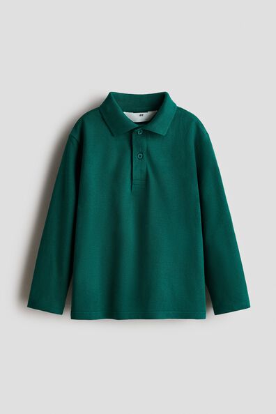 Long-sleeved cotton polo shirt