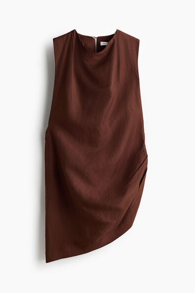Asymmetric linen-blend top