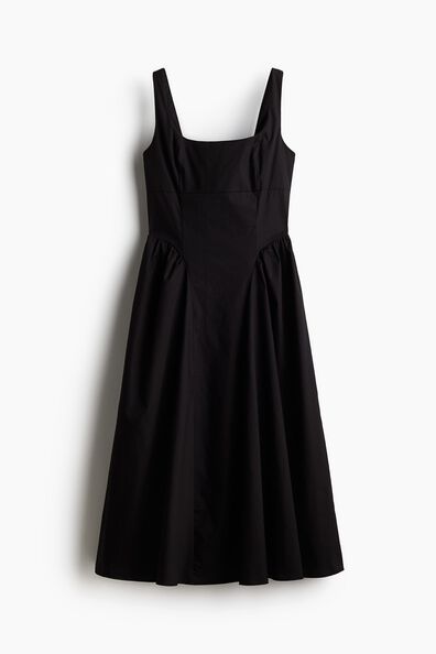Tie-back poplin dress