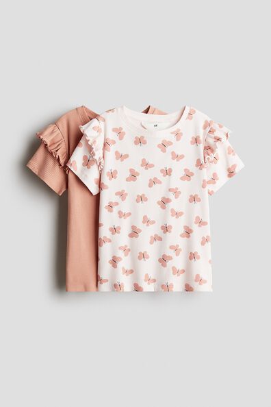 2-pack frill-trimmed cotton tops