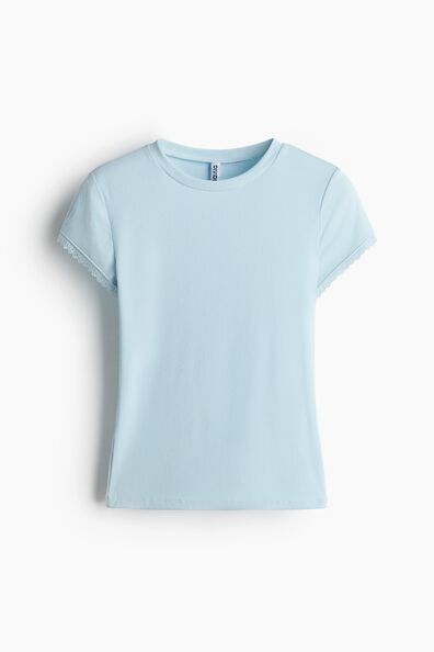 Lace-trimmed viscose T-shirt