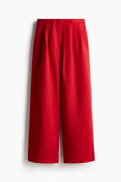 Wide linen-blend trousers