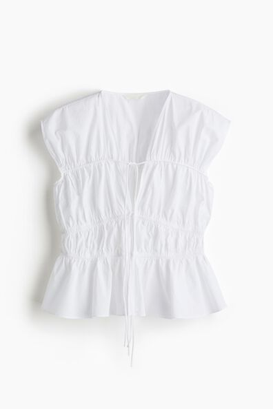 Drawstring poplin blouse