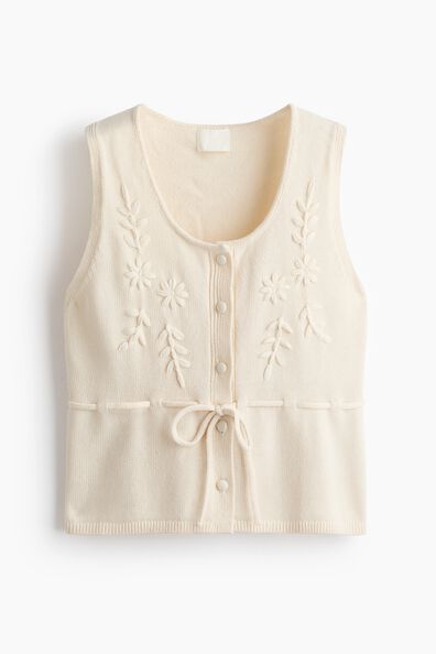 Knitted drawstring-detail top