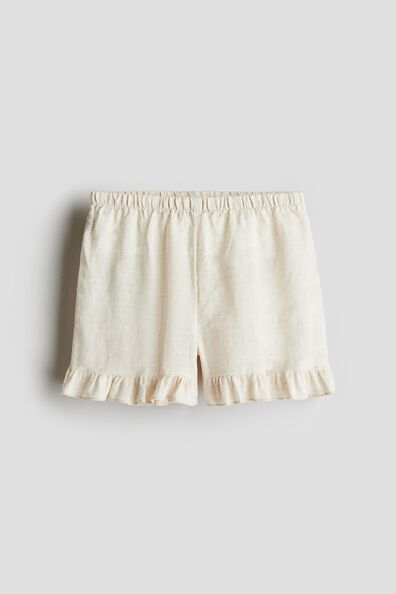 Frilled linen shorts