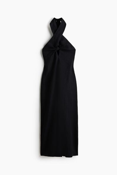 Halterneck linen dress