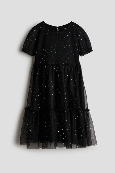 Foil-print tulle dress