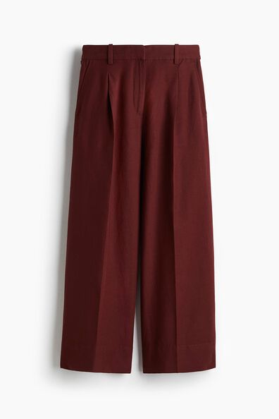 Wide linen-blend trousers