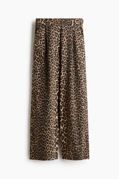 Belt-detail denim trousers