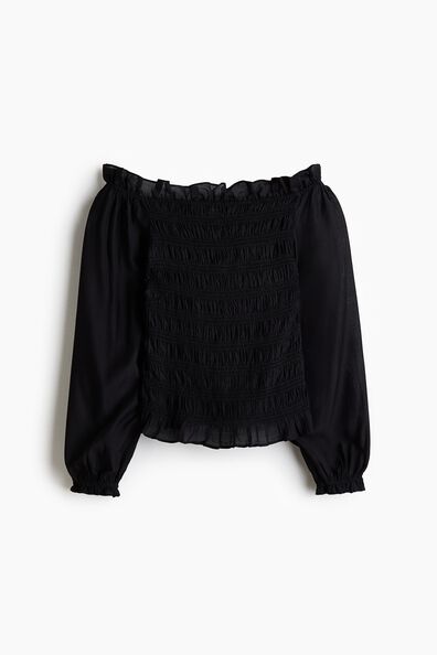 Smocked off-the shoulder blouse