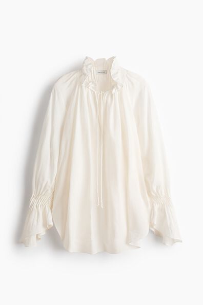 Oversized linen-blend shirt