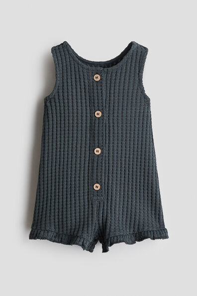 Waffle-knit romper suit