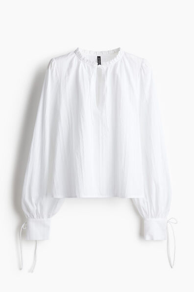 Tie-detail cotton blouse